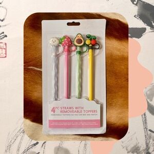 🏷️🎉🆕 kawaii fruit reusable colorful straws & kawaii mix and match fruit toppers